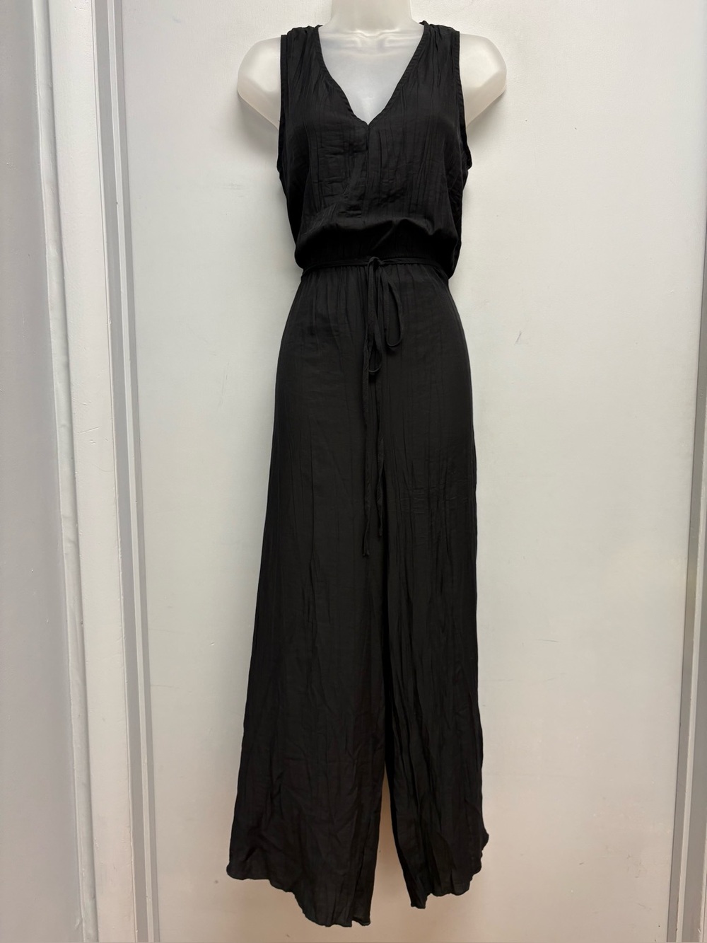 Grade & Gather Black Wide Leg Jumpsuit Sleeveless Tie Waist Size S